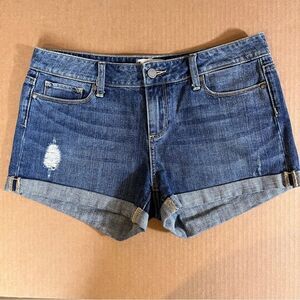 Paige Jimmy Jimmy Denim Shorts Cuffed Distressed Medium Wash Size 29 Jean Cotton